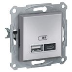 Schneider EPH2700361 2.4A Type A+C Çerçevesiz Asfora Plus Alüminyum USB Şarj Prizi
