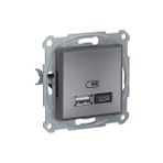 Schneider EPH2700362 Asfora 2li 2.4 Çelik Çerçeveli USB Prizi