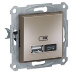 Schneider EPH2700369 Asfora Plus Bronz USB Şarj Prizi 2.4A Type A+C Çerçevesiz