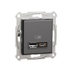 Schneider EPH2700371 Asfora 2li 2.4 Antrasit Çerçeveli USB Prizi