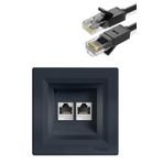 Schneider EPH4400171 Asfora Antrasit 2li RJ45 CAT5E Utp Telefon Data Prizi