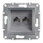 Schneider EPH4800162 Asfora Çelik Rj45 2 Çıkışlı Telefon Prizi
