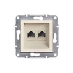 Schneider EPH4870123 Asfora Krem Çerçevesiz 2li RJ45 CAT6 Utp Telefon Data Prizi