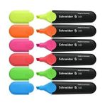 Schneider Neon Fosforlu Kalem 6'lı Set Canlı Renkler Pembe Kırmızı Turuncu Mavi Yeşil Sarı 1-4.5mm