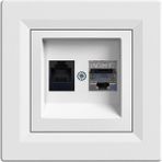Schneider RJ11 RJ45 Telefon Prizi Ikili Beyaz Schneıder 3108-127-0001