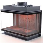 Schömne Diamond Klapeli Üç Tarafı Camlı Siyah 80 cm Döküm Şömine Haznesi