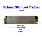 Schuar Süper Slim 12V 25A Şerit Led Trafosu 300W Ip20 (Epox Dolgu Elektronik Devre 12 Volt 25 Amper 25Mt Ye Kadar Kulla