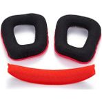 Schulzz Logitech G35 G930 G430 F450 Kafa Bandı ve Kulaklık Pedi Set Kulaklık Pedi Süngeri Headband - Kırmızı