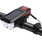 Schulzz T6 LED Solar Güneş Enerjili Kornalı Powerbankli Su Geçirmez USB Şarjlı Bisiklet Farı 3 Modlu - Kırmızı - 1