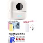 Schulzz Taşınabilir Yazıcı Beyaz, Bluetooth Bağlantılı, 3 Beyaz Sticker ve 3 Renkli Kağıt ile