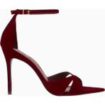 Schutz Strappy 100 Bordo Süet Crossover Bantlı, 100MM Ince Topuklu Lüks Sandalet