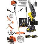 SCHUTZENGER 2'li Set 9 Hp Benzinli Çim Ot Biçme Yan Tipi Tırpan ve 598VF Şarjlı Zinçirli Dal Budama Testeresi
