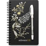 Schwarz Foil Siyah Sayfalı Sert Kapak Spiral Defter, Beyaz Kalem Hediyeli, 60 Sayfa, 14×20 Cm, Gold, Beyaz Folyo Çiçek Desenli Siyah Kapak, Tam Açılabilir Spiral Cilt, Günlük Not Için Premium Defter - 41 Delft Blue