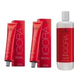 Schwarzkopf 2 Adet Igora Royal 0-77 Bakır Yoğunlaştırıcı Saç Boyası + 1 lt Oksidan