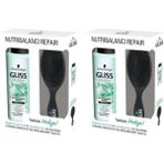 Schwarzkopf Gliss Saç Bakımı Şampuanı Nutribalance Repair Tarak Hediyeli 500 ml 2li