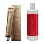 Schwarzkopf İgora 8 Adet Royal Absolutes 9-60 Sarı Doğal Çikolata Saç Boyası + 1 lt Oksidan