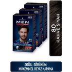 Schwarzkopf Men Perfect 80 Kahve Siyah Saç Boyası X 3 Doğal Görünüm ve Mükemmel Beyaz Kapatma