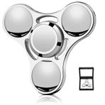 SCIONE Fidget Spinner metal – yetişkinler ve çocuklar için yüksek hızlı topaç – çıkarılabilir pedli stres önleyici duyusal oyun, ofis, okul ve hediyeler için mükemmel (beyaz)