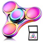 SCIONE Fidget Spinner metal – yetişkinler ve çocuklar için yüksek hızlı topaç – çıkarılabilir pedli stres önleyici duyusal oyun, ofis, okul ve hediyeler için mükemmel (gökkuşağı)