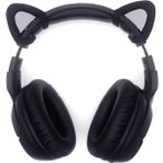 sciuU Kitty Ears kulaklık için dekoratif, silikon kedi kulakları dekorasyonu, HypreX Cloud/Cloud II/Cloud Flight vs. ile uyumlu, ayarlanabilir sabitleme kayışlarıyla kurulum, siyah + gri