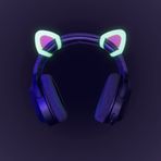 sciuU Kulaklıklar için Dekoratif Sevimli Pembe Kedi Kulakları, Kulaklık HypreX Cloud/II/Flight ile uyumlu Dekorasyon, Oyun Kulaklıkları için Sevimli Kitty Ayarlanabilir Ek Kayışlar - Floresan