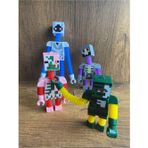 Scn Toys Minecraft Figürleri 4 Karakter Ayakları Kolları Uzayabilen Işıklı Oyuncak Minecraft Figürü 4Lü