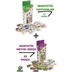 Scn Toys Oyuncak Manyetik Mıknatıslı 30 Parça Hayvanlar Ve 26 Parça Sebze Meyveler Eğitici Set Magnet Set