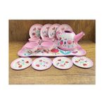scntoys Kutulu 15 Parça Çay Seti Fincan Takımı Metal Evcilik Oyunu Pembe Kutulu Oyuncak Çay Seti