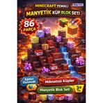 scntoys Manyetik Küp Bloklar 86 Parça Minecraft Temalı Yapı Seti Çocuklar İçin Manyetik Yapı Blokları