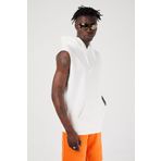Scorp Rebel Erkek Kapüşonlu Kolsuz Sweatshirt Hoodie Beyaz L