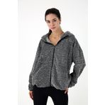 Scorp Voyage Kadın Peluş Kapüşonlu Sweatshirt Gri M