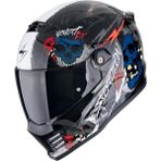 Scorpion Covert Fx Skullz Kapalı Motosiklet Kaskı Siyah Gri Kırmızı - Siyah - Gri - Kırmızı