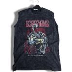 Scorpions Baskılı Yıkamalı Kolsuz Tişört, Unisex Rock Band Temalı Sıfır Kol Eskitme Atlet - Siyah