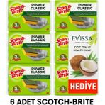 Scotch Brite Bulaşık Süngeri Yeşil 2'li Oluksuz X 6 Paket / 12 Sünger (evissa 100 Gr. Güzellik Sabunu Hediye