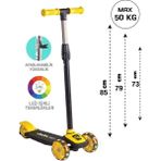 Scowetto LED Işıklı 3 Tekerlekli Yükseklik Ayarlı Turuncu Çocuk Scooter - Sarı
