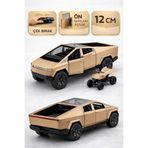 SCOWETTO Tesla cyber Truck 1:32 ölçek Metal Çek bırak 12 cm Oyuncak Araba SARI