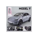 Scowetto TESLA MODEL Y 1:24 Ölçek Diecast Döküm Model Araba Sesli Işıklı GRİ Jarj İstasyonlu Model