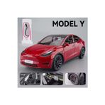 Scowetto Tesla Model Y Diecast Model Araba 1:24 Sesli Işıklı Açılan Kapılar Jarj İstasyonlu Tesla Araba