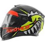 Scoyco 869 Shark Full Face Kask ABS Malzeme ile Güneş Vizörlü ve Intercom Takılabilir Özellikte