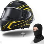Scoyco FF-871 Flash Mat Siyah-Sarı Güneş Vizörlü Kapalı Kask - 2XL - Mat Siyah - Sarı