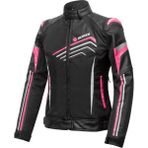Scoyco JK153W Kadın 4 Mevsim Motosiklet Montu - Siyah/Pembe, CE Onaylı Koruma ve Deri Malzeme - Siyah - Beyaz - Pembe