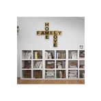 Scrabble Tarzı Ahşap Ev Dekorasyon Tablo – Home Family Love | 10x10 Cm Harfler | Kolay Kurulum - Bej