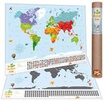 Scratch Map Kids Eyaletli Kazınabilir Çocuk İçin Eğitici Öğretici Dünya Haritası En Büyük Boy 70×100 Türkiye'de Tek