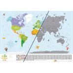 Scratch Map Kids Eyaletli Kazınabilir Eğitici Öğretici Çocuk Dünya Haritası En Büyük Boy 70 × 100 cm