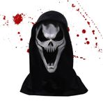 Scream Face Shield - Scream Costume Erkek Kostüm Yüz Kalkanı | Cadılar Bayramı Kostümü, Tiyatro Gösterileri, Temalı Partiler, Şakalar, Erkekler için Nefes Alabilir Korkunç Cadılar Bayramı Yüz Kapağı