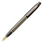 Scrikss Noble 35L Çizgi Desenli Dolma Kalem F Uç Siyah Altın