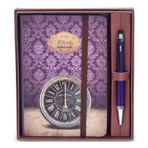 Scrikss Retro Clock A6 Çizgili Defter + Smartpen Mor Tükenmez Kalem
