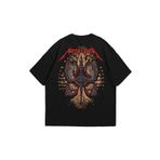 Scrovtie Kadın Erkek Siyah Butter Fly Metallica Baskılı Oversize Bisiklet Yaka Kısa Kollu T-Shirt