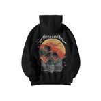 Scrovtie Siyah Kadın Erkek Oversize Kapşonlu Kanguru Cepli Atlas Metallica Baskılı Sweatshirt Hoodie