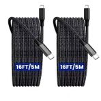 SCRUAK 2'li Paket Ekstra Uzun iPhone 15 Şarj Kablosu 16Ft, 16 Feet USB C - C Kablosu Hızlı Şarj Naylon Örgülü iPhone 15 USB C Şarj Kablosu iPhone 15/15 Plus için…
